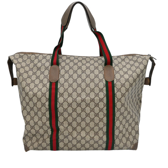 Gucci Vintage GG Supreme Sherry Line Canvas Boston Travel Bag - Picture 2 of 16